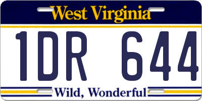 WV license plate 1DR644