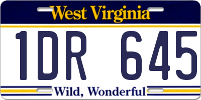 WV license plate 1DR645