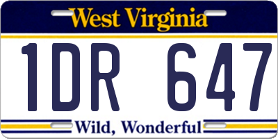 WV license plate 1DR647
