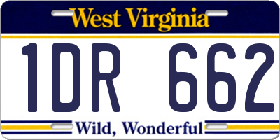 WV license plate 1DR662