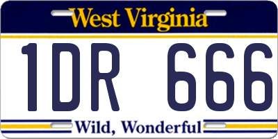 WV license plate 1DR666