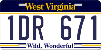 WV license plate 1DR671