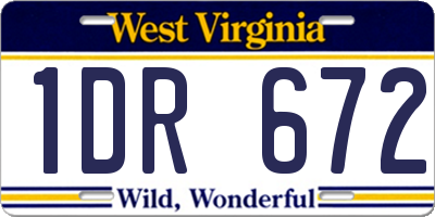 WV license plate 1DR672