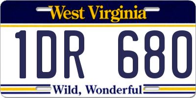 WV license plate 1DR680