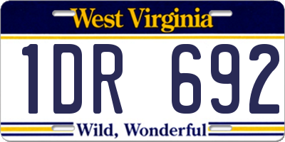 WV license plate 1DR692