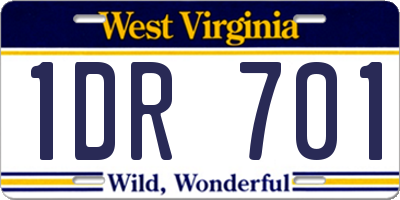 WV license plate 1DR701
