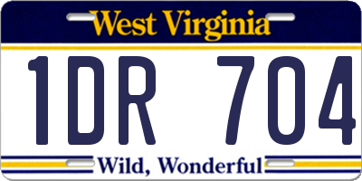 WV license plate 1DR704