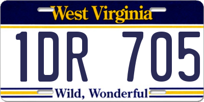 WV license plate 1DR705