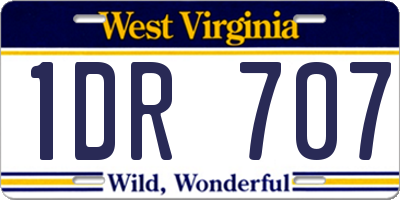 WV license plate 1DR707