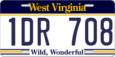 WV license plate 1DR708