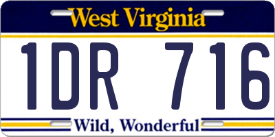 WV license plate 1DR716