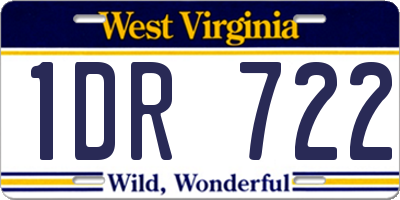 WV license plate 1DR722