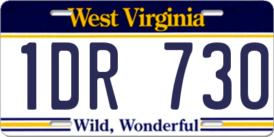 WV license plate 1DR730