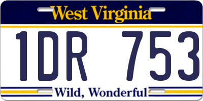 WV license plate 1DR753