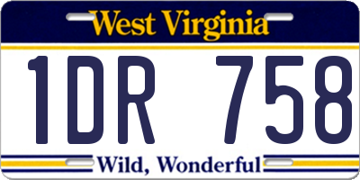 WV license plate 1DR758