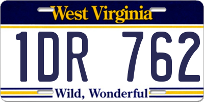 WV license plate 1DR762