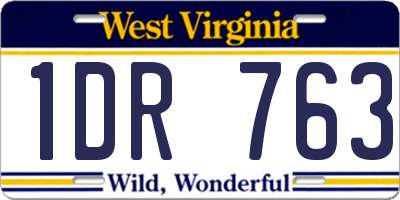 WV license plate 1DR763