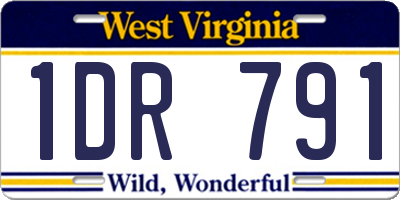 WV license plate 1DR791