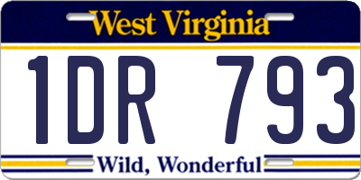 WV license plate 1DR793