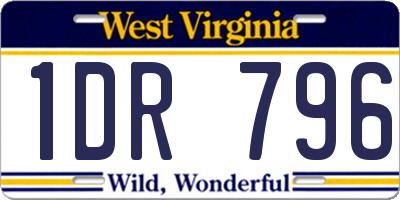 WV license plate 1DR796