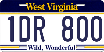 WV license plate 1DR800