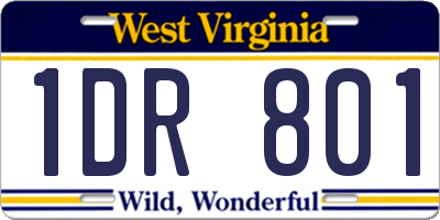 WV license plate 1DR801