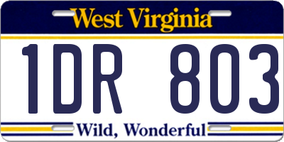 WV license plate 1DR803