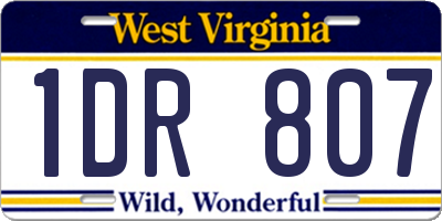 WV license plate 1DR807