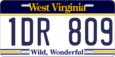 WV license plate 1DR809