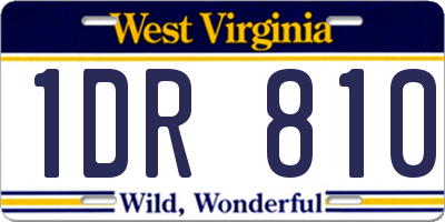 WV license plate 1DR810