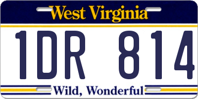 WV license plate 1DR814