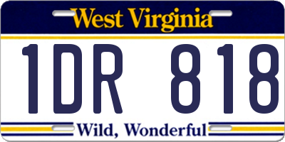 WV license plate 1DR818