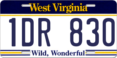 WV license plate 1DR830