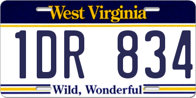 WV license plate 1DR834