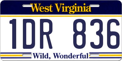 WV license plate 1DR836