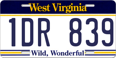 WV license plate 1DR839