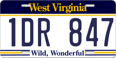 WV license plate 1DR847