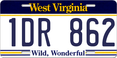 WV license plate 1DR862