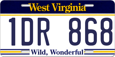 WV license plate 1DR868