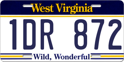 WV license plate 1DR872