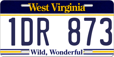 WV license plate 1DR873