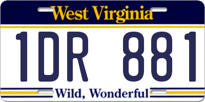 WV license plate 1DR881
