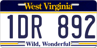 WV license plate 1DR892