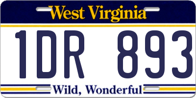 WV license plate 1DR893
