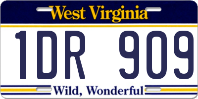 WV license plate 1DR909