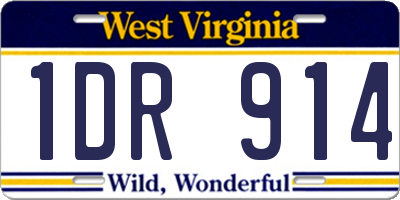 WV license plate 1DR914
