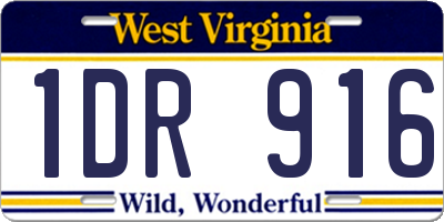 WV license plate 1DR916