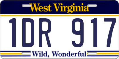 WV license plate 1DR917