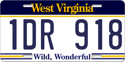 WV license plate 1DR918