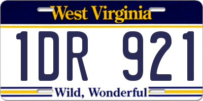 WV license plate 1DR921